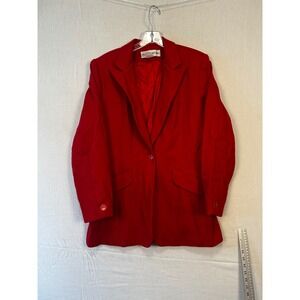 Adolfo Studio Womens Red 100% Wool Blazer Jacket Size 16 Made in USA 21-3769-3